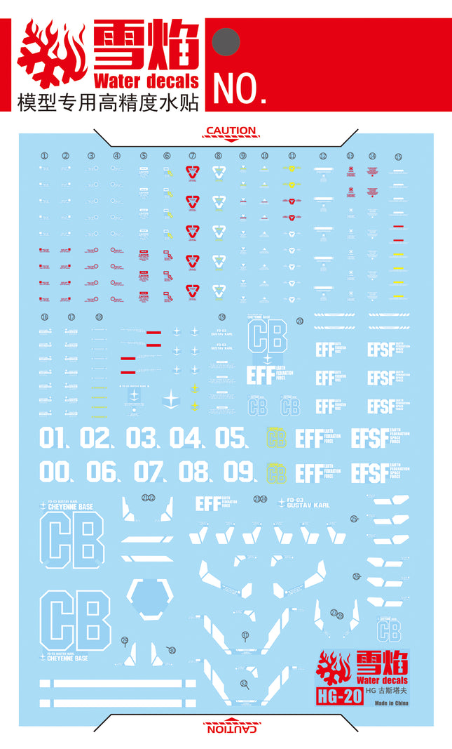 HG-20 | 1/144 GUSTAV KARL FLUORESCENT WATERSLIDE DECAL