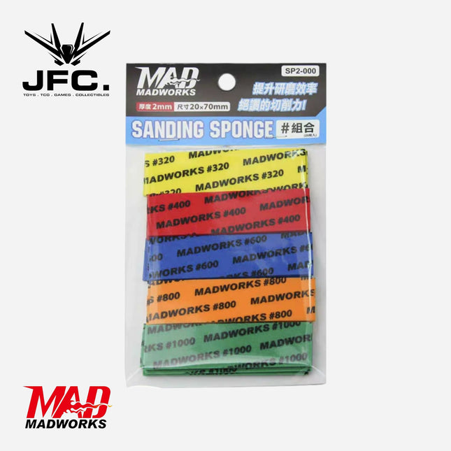 MADWORKS 2MM SANDING SPONGE COMBO PACK - 4 EACH [#320 #400 #600 #800 #1000 #1500 #3000 GRITS]