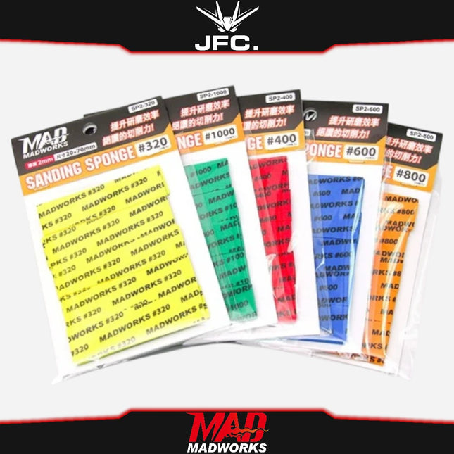 MADWORKS 2MM SANDING SPONGE 10 PCS [#320 #400 #600 #800 #1000 #1500 #3000 GRITS]