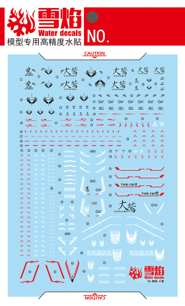 RG-58 | 1/144 AKATSUKI GUNDAM (OOWASHI UNIT) FLUORESCENT WATERSLIDE DECAL
