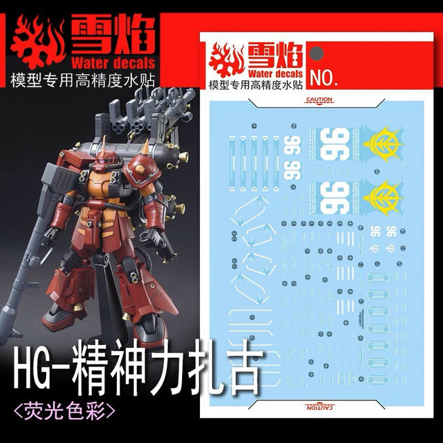 HG-70 | 1/144 PSYCHO ZAKU FLUORESCENT WATERSLIDE DECAL