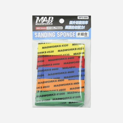 SP3-000 3MM SANDING SPONGE COMBO PACK - 4 each #320 #400 #600 #800 #1000