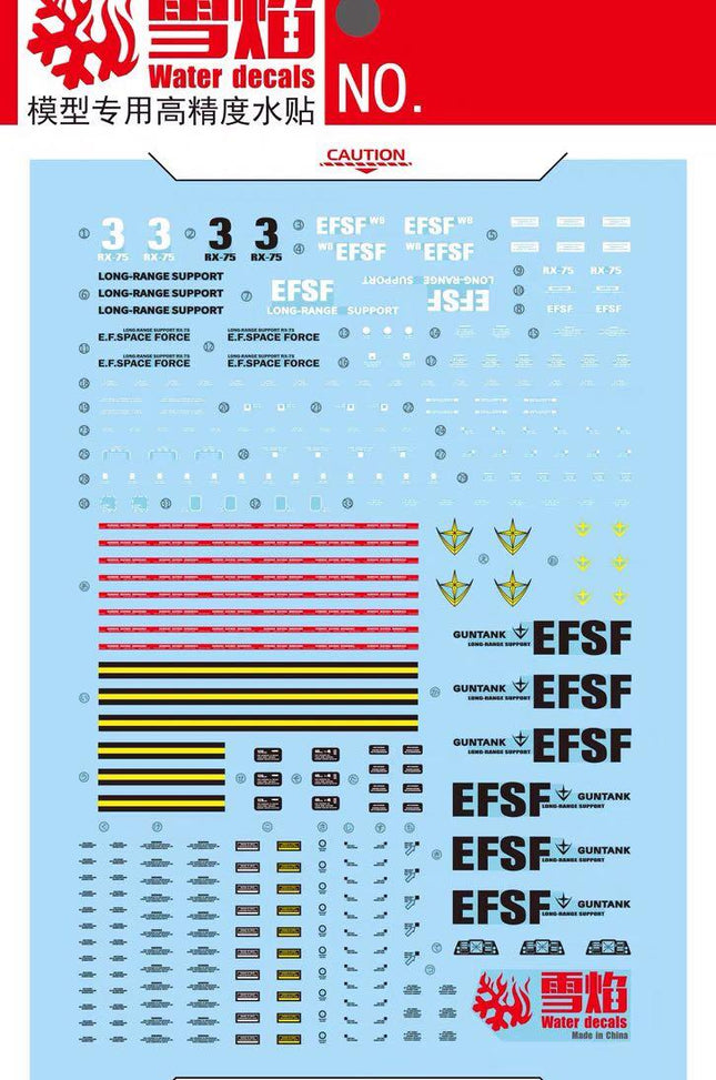MG-29 | 1/100 RX-75 GUNTANK FLUORESCENT WATERSLIDE DECAL