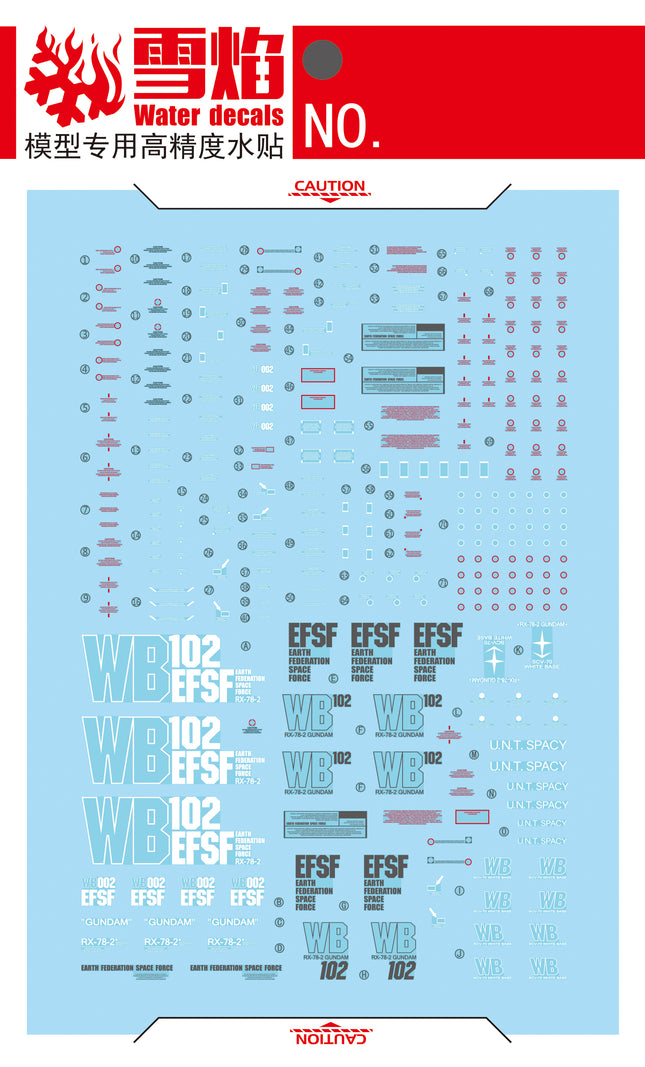 MG-18 | 1/100 RX-78-2 GUNDAM VER. KA FLUORESCENT WATERSLIDE DECAL