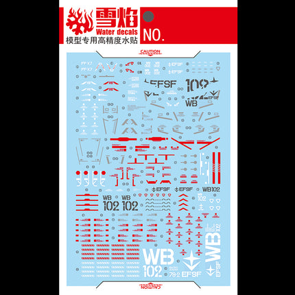 PG UNLEASHED 1/60 RX-78-2 GUNDAM FLUORESCENT WATERSLIDE DECAL