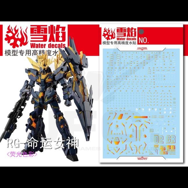 RG-27 | 1/144 UNICORN GUNDAM 02 BANSHEE NORN FLUORESCENT WATERSLIDE DECAL
