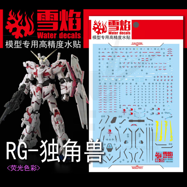 RG-25 | 1/144 UNICORN GUNDAM FLUORESCENT WATERSLIDE DECAL